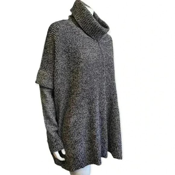 ALYA boxy oversized black cable knit cowl neck sweater women size medium - Picture 2 of 15